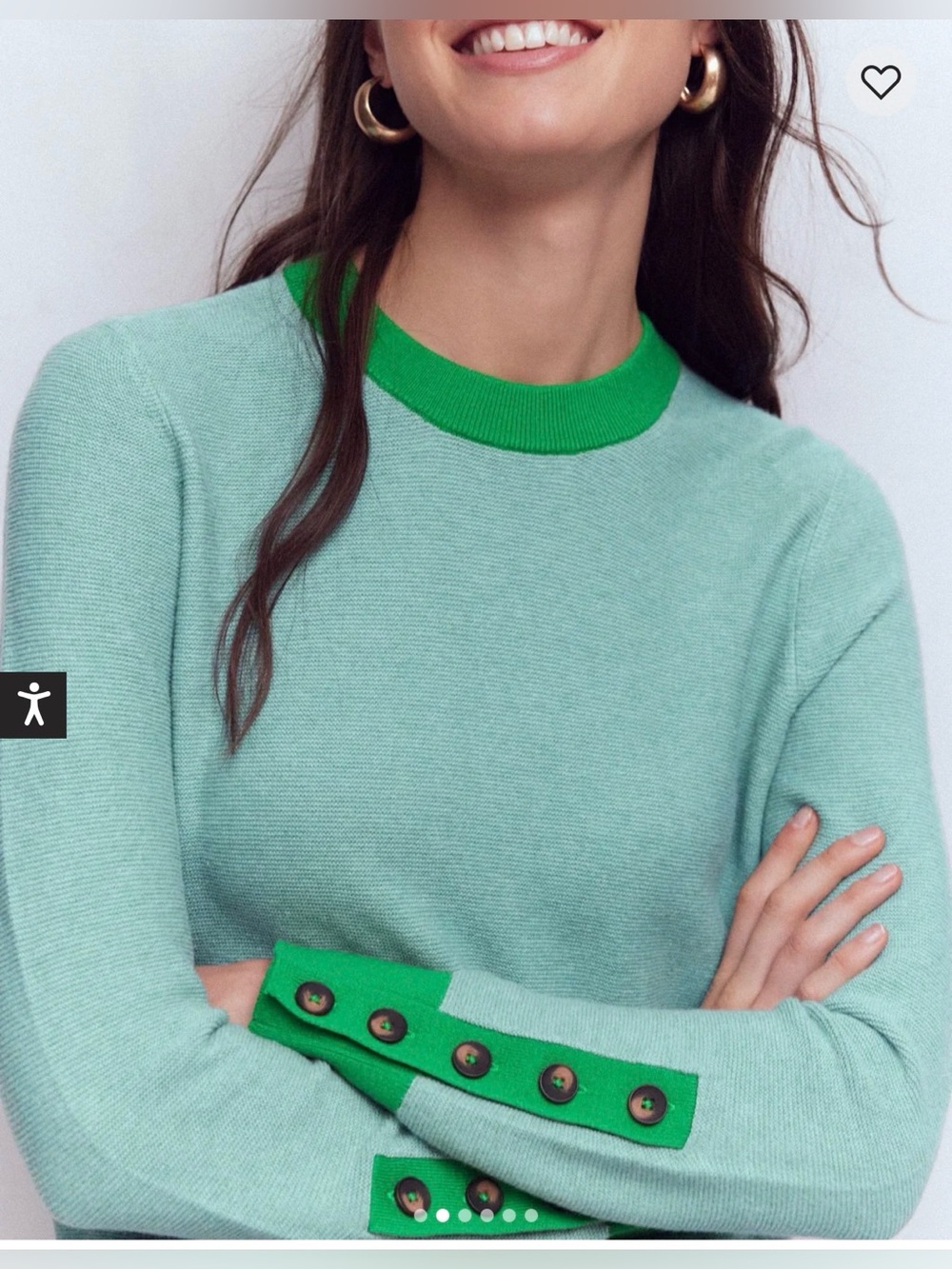 Boden Grace Colour Block Sweater in cloudy jade blue